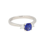 Platinum 1.09ct Cushion-Cut Sapphire and Diamond Trilogy Ring