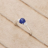 Platinum 1.09ct Cushion-Cut Sapphire and Diamond Trilogy Ring
