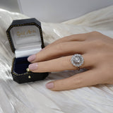 Pre-owned 18ct White Gold Old Cut Diamond 1.20ct Halo Cluster Cocktail Ring