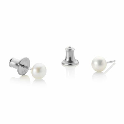 Jersey Pearl 5mm White Crown (Excellent) Pearl Stud Earrings 1509939