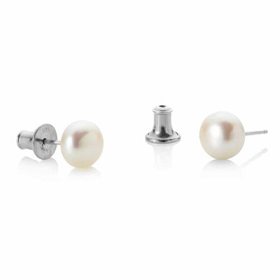 Jersey Pearl 7mm White Crown (Excellent) Pearl Stud Earrings 1652079