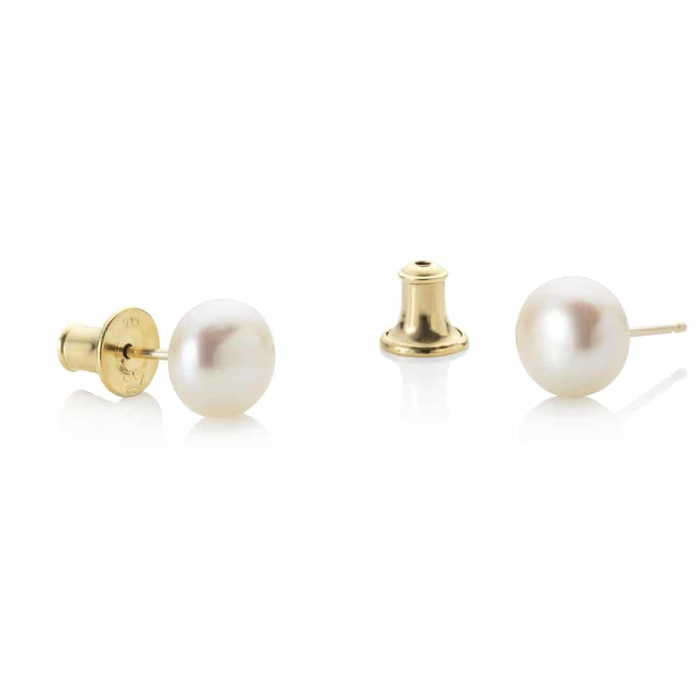 Jersey Pearl 7mm White Crown (Excellent) Pearl Stud Earrings 9ct Yellow Gold 1652680