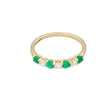 18ct Yellow Gold Emerald and Diamond  Seven Stone Ring
