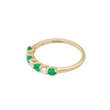 18ct Yellow Gold Emerald and Diamond  Seven Stone Ring