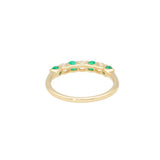 18ct Yellow Gold Emerald and Diamond  Seven Stone Ring