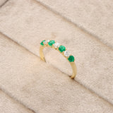 18ct Yellow Gold Emerald and Diamond  Seven Stone Ring