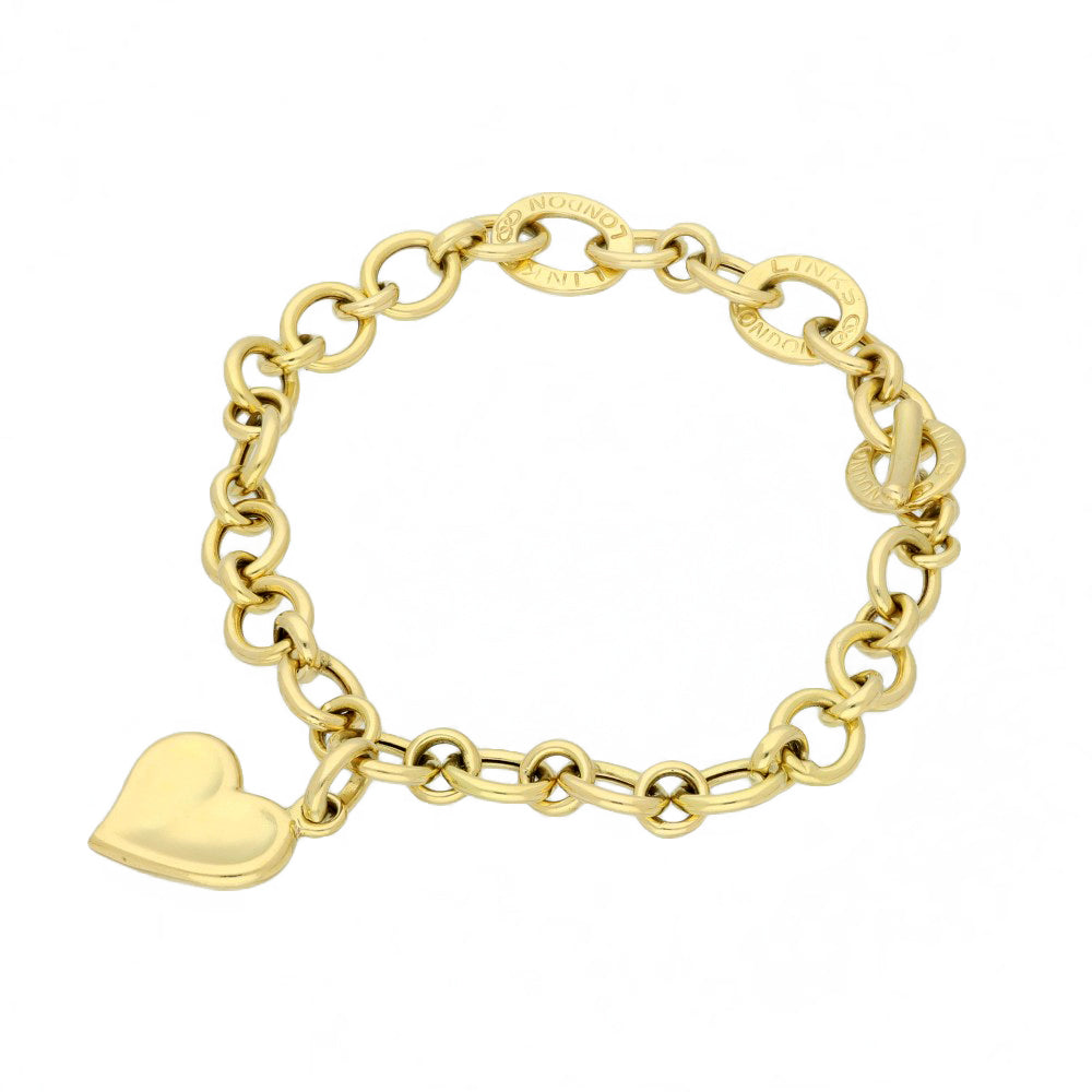 Pre-loved Links of London 18ct Yellow Gold Heart Charm Bracelet