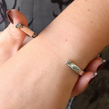 Silver Hollow Hinged Open Cuff Squared Bangle