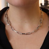 Silver 18" Mixed Paperclip Link Chain