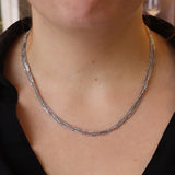 Silver 18" Multi-Strand Bead and Bar Necklace
