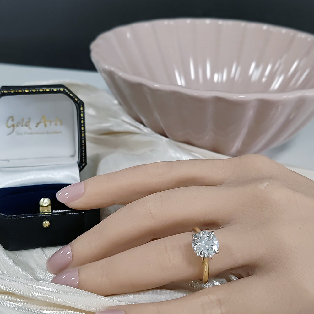 18ct Yellow Gold Laboratory-Grown 3ct Diamond Solitaire Engagement Ring