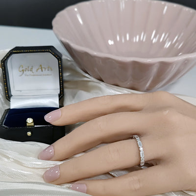 Platinum 0.25ct Milgrain Mix Cut Diamond Half Eternity Ring