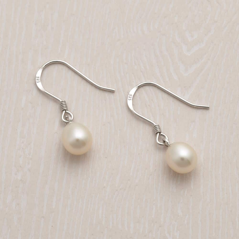 Jersey Pearl White Freshwater Pearl Hook Earrings 934114