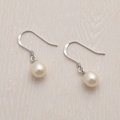 Jersey Pearl White Freshwater Pearl Hook Earrings 934114