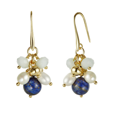 Jersey Pearl Joy Lapis Lazuli & Aquamarine Pearl Drop Earrings 1931532