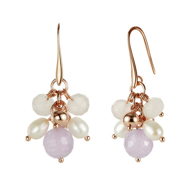 Jersey Pearl Joy Amethyst & Rose Quartz Pearl Drop Earrings 1931549