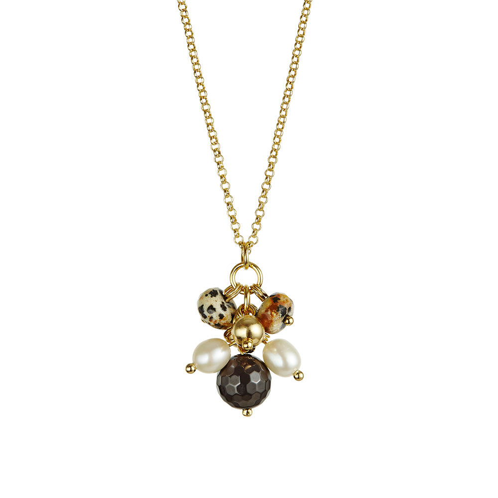 Jersey Pearl Joy Black Agate & Dalmatian Stone Pearl Pendant 1931501