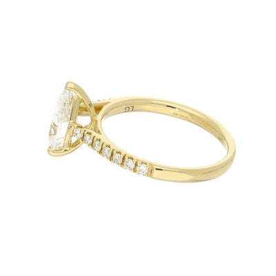 Gold Arts 18ct Yellow Gold Laboratory-Grown Diamond Pear Shape Ring with Diamond Shoulders