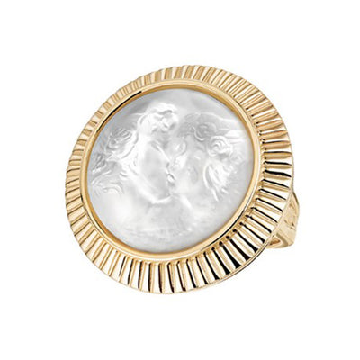 Lalique Le Baiser Ring 18ct Gold Vermeil & Clear Crystal