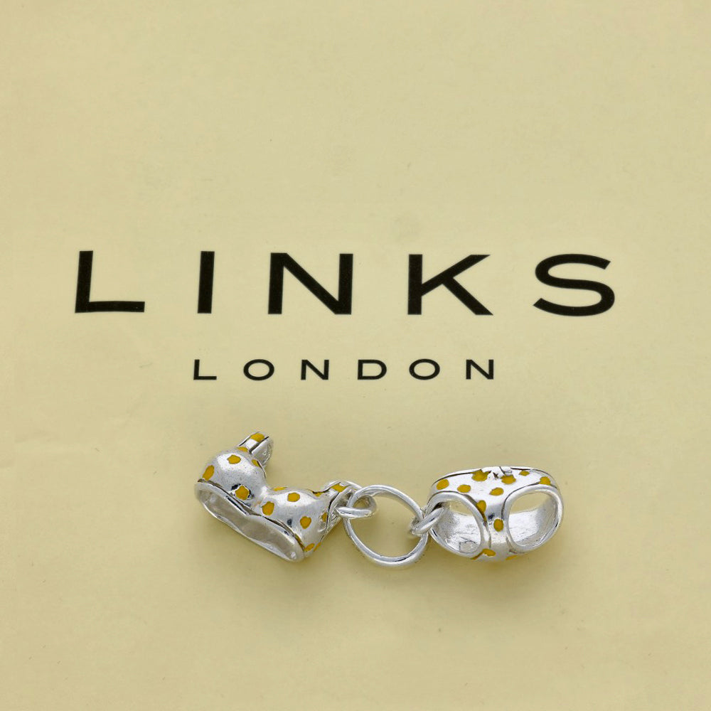 Pre-loved Links of London Silver Yellow Polka Dot Bikini Charm