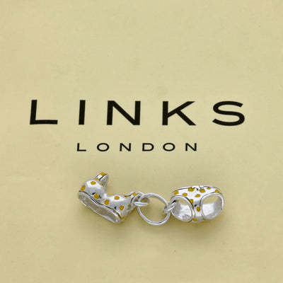 Pre-loved Links of London Silver Yellow Polka Dot Bikini Charm