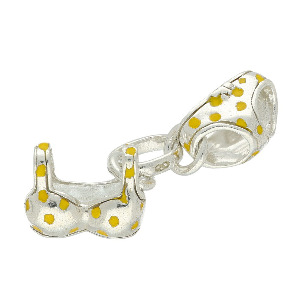 Pre-loved Links of London Silver Yellow Polka Dot Bikini Charm