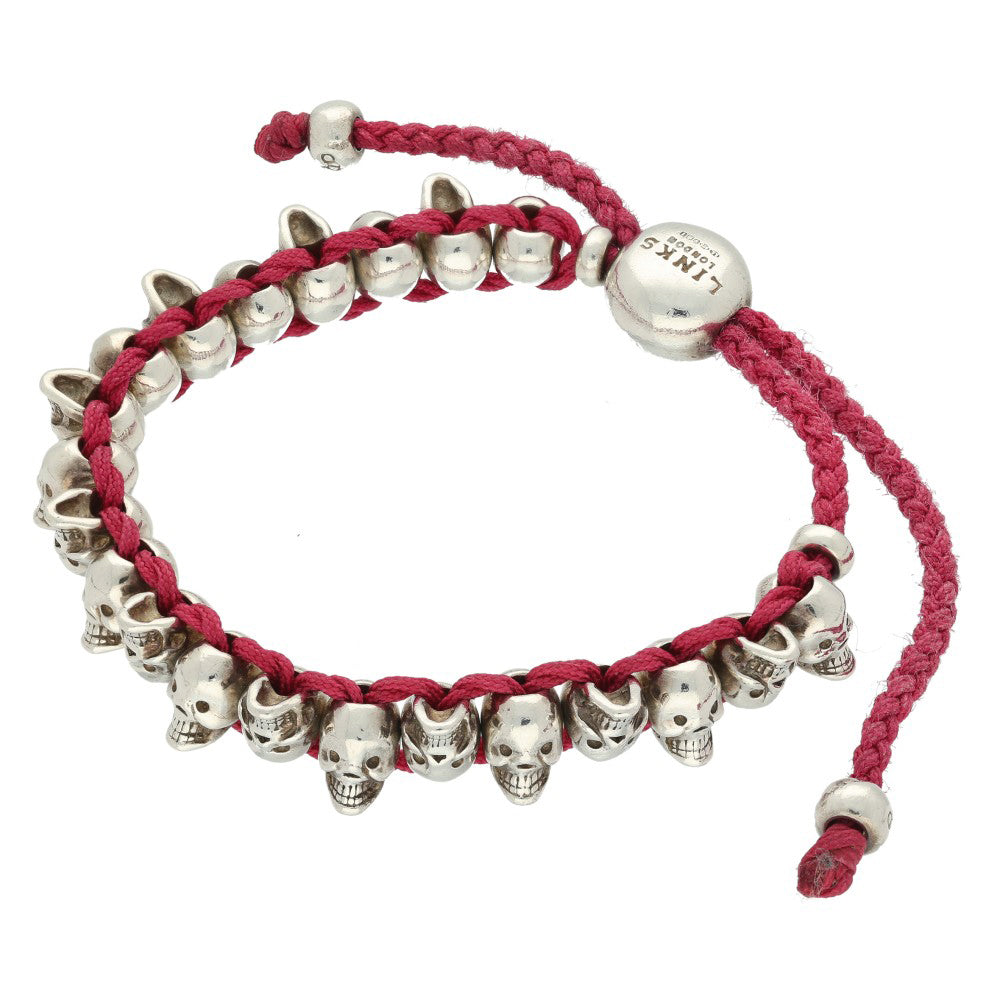 Pre-loved Links of London Silver Pink Skull Friendship Bracelet