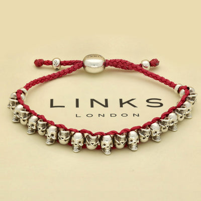 Pre-loved Links of London Silver Pink Skull Friendship Bracelet