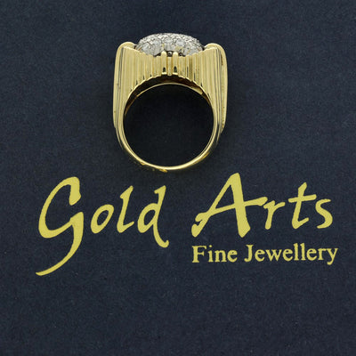 Vintage 18ct Yellow Gold Pave Diamond 1960's Cocktail Ring