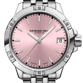 Raymond Weil Tango Classic Ladies Quartz Pink Dial Steel Date Watch, 30mm 5960-ST-80001