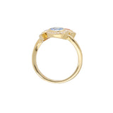18ct Yellow Gold 1.74ct Mixed-Cut Orange, Blue, and Purple Sapphire with Diamond Halo Dress Ring