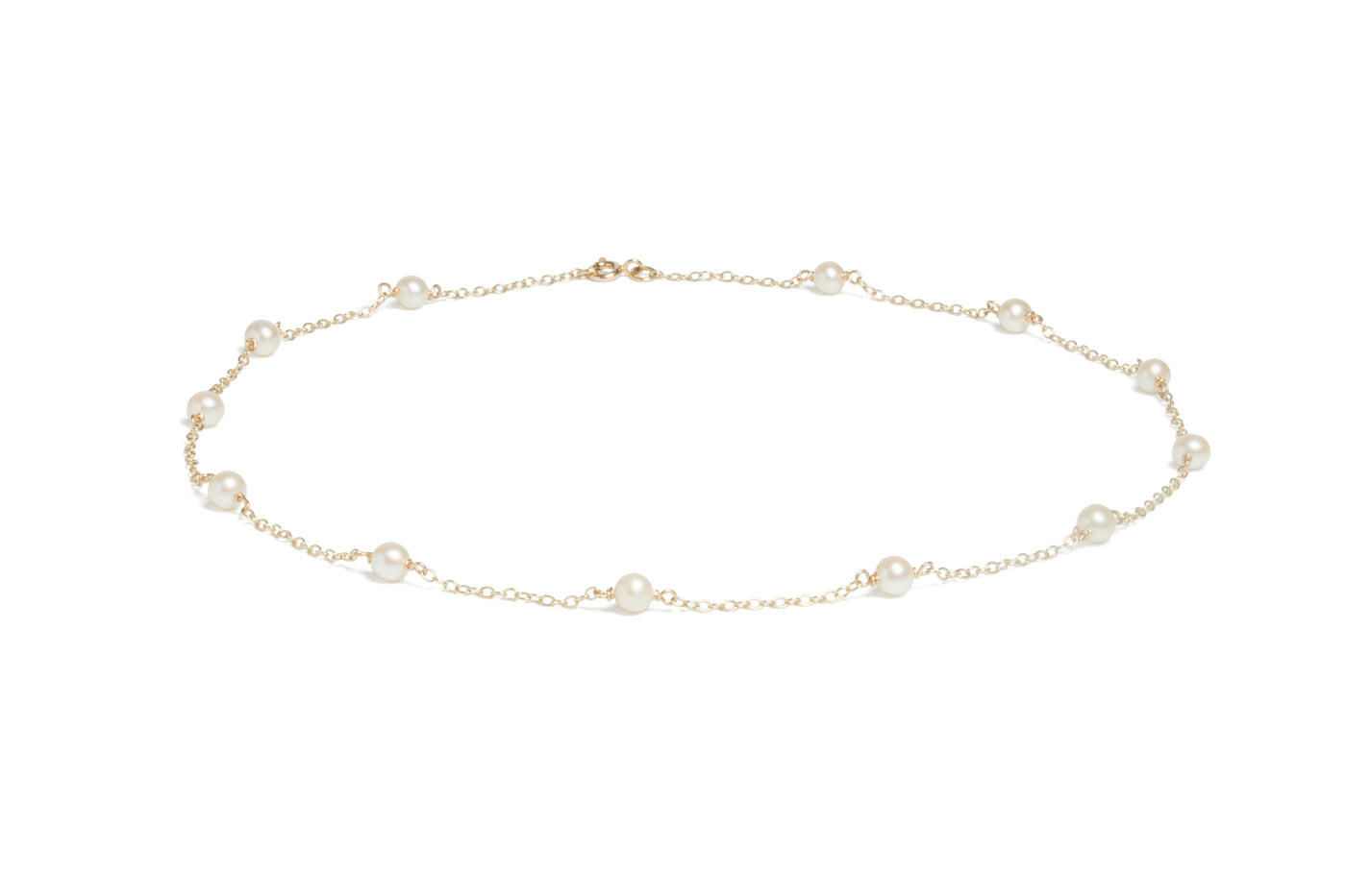 9ct Yellow Gold River Pearl 18'' Trace Necklace