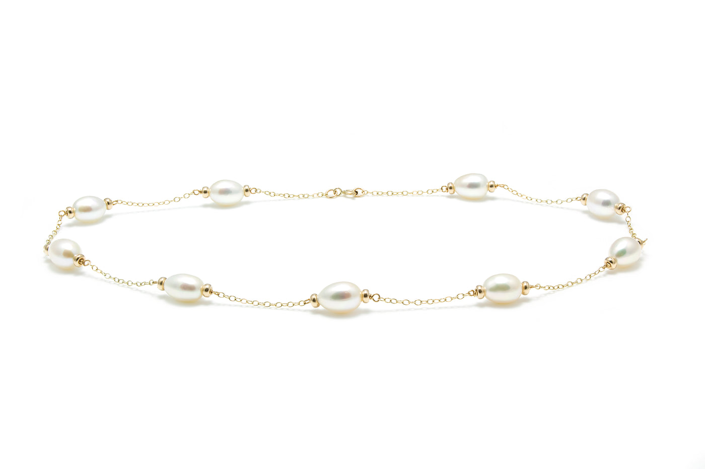 9ct Yellow Gold 18'' 10-11mm Barrel Cultured Pearls Necklace