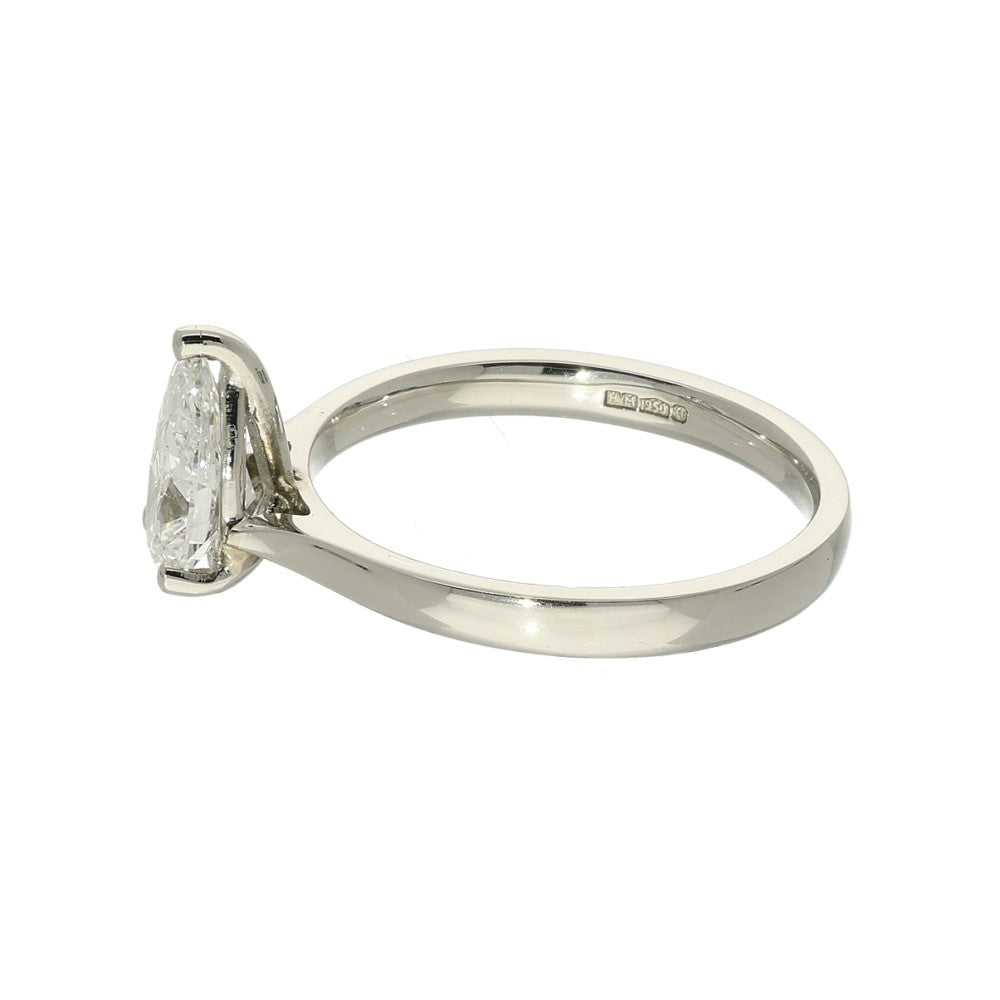 Platinum Laboratory-Grown 1ct Pear Cut Diamond Solitaire Ring