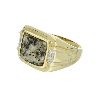 Pre-owned 9ct Yellow Gold Kemnay Granite Signet Ring