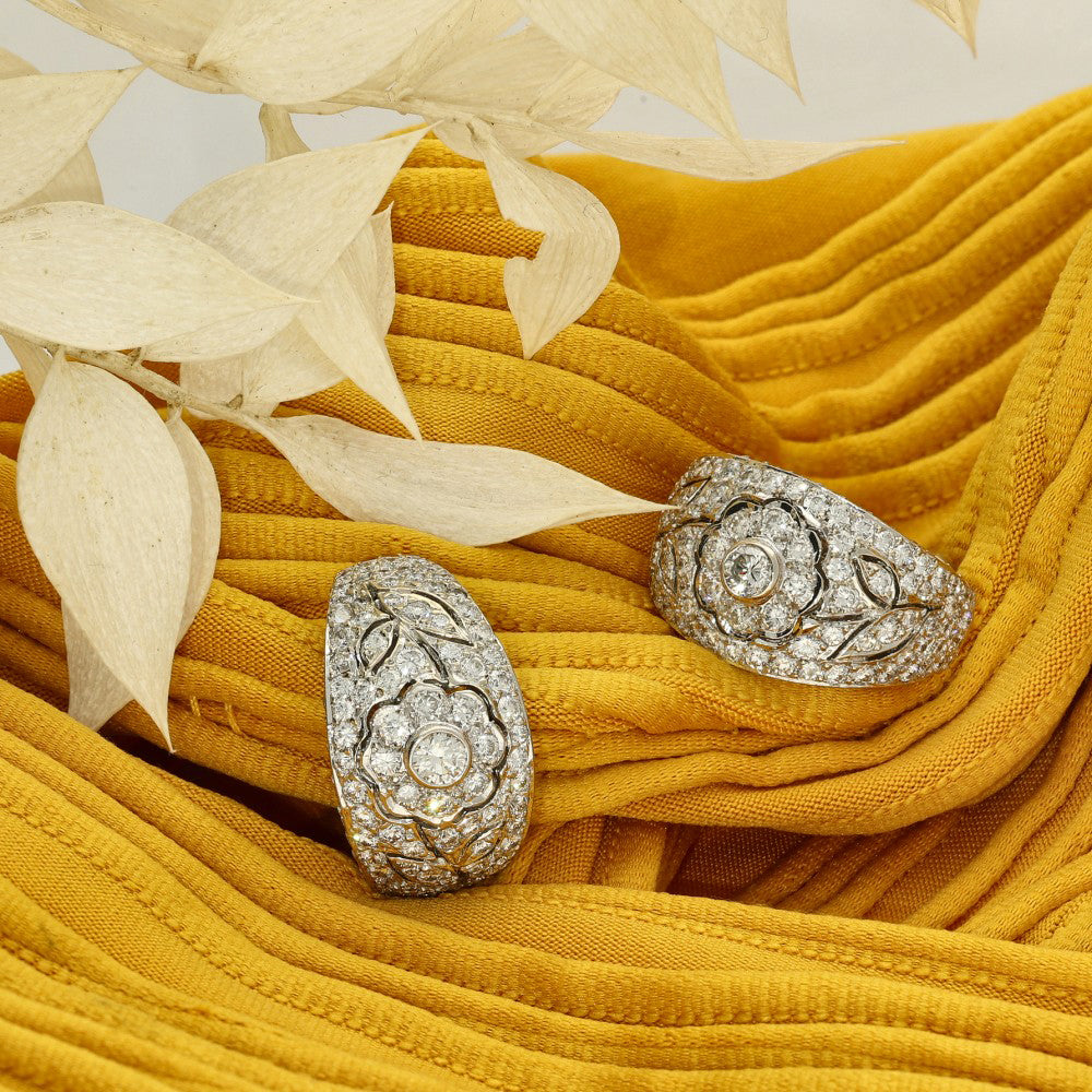 Pre-loved 18ct White Gold Pave Diamond Half Hoop Earrings