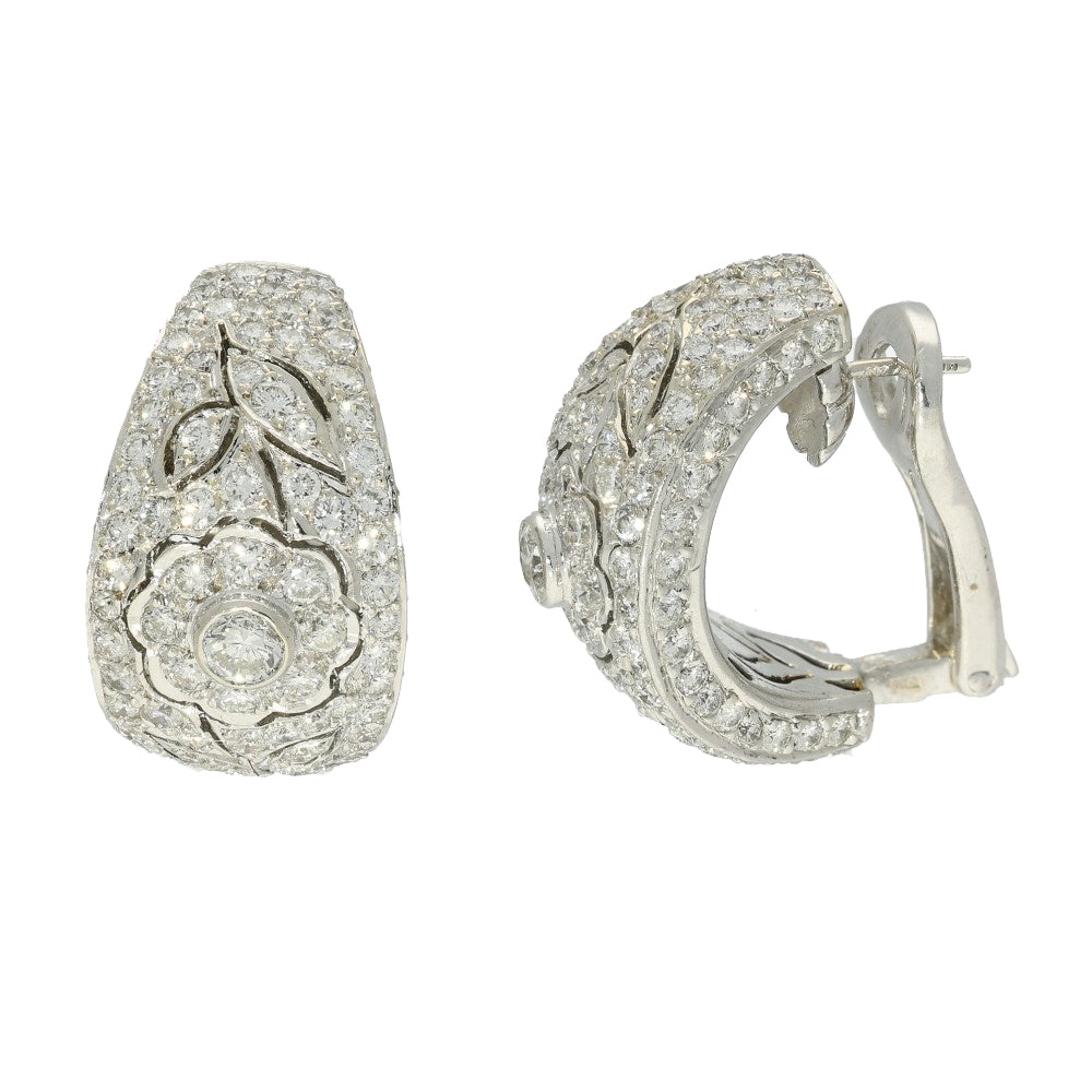 Pre-loved 18ct White Gold Pave Diamond Half Hoop Earrings