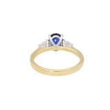 18ct Gold and Platinum, 1.07ct Oval-Cut Sapphire and .19pts Pear- Cut Diamond Trology Ring