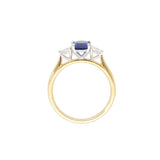 18ct Gold and Platinum, 1.07ct Oval-Cut Sapphire and .19pts Pear- Cut Diamond Trology Ring