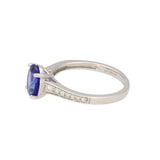 18ct White Gold 1.49ct Oval-cut Tanzanite with Tapered Diamond Soulders Ring