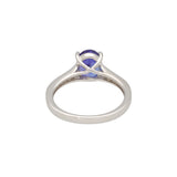 18ct White Gold 1.49ct Oval-cut Tanzanite with Tapered Diamond Soulders Ring