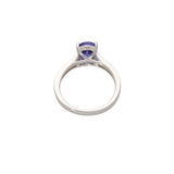 18ct White Gold 1.49ct Oval-cut Tanzanite with Tapered Diamond Soulders Ring