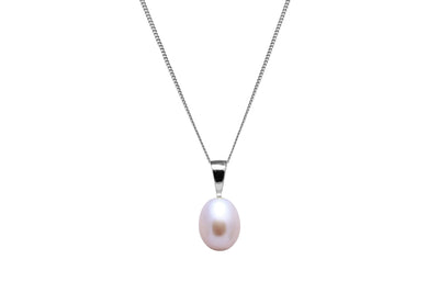 7.5-8mm Teardrop Pink Freshwater Pearl Sterling Silver Pendant