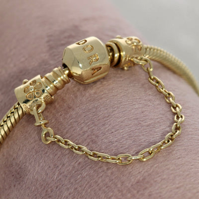Pre-loved Pandora 14ct Yellow Gold Safety Chain Bracelet Charm