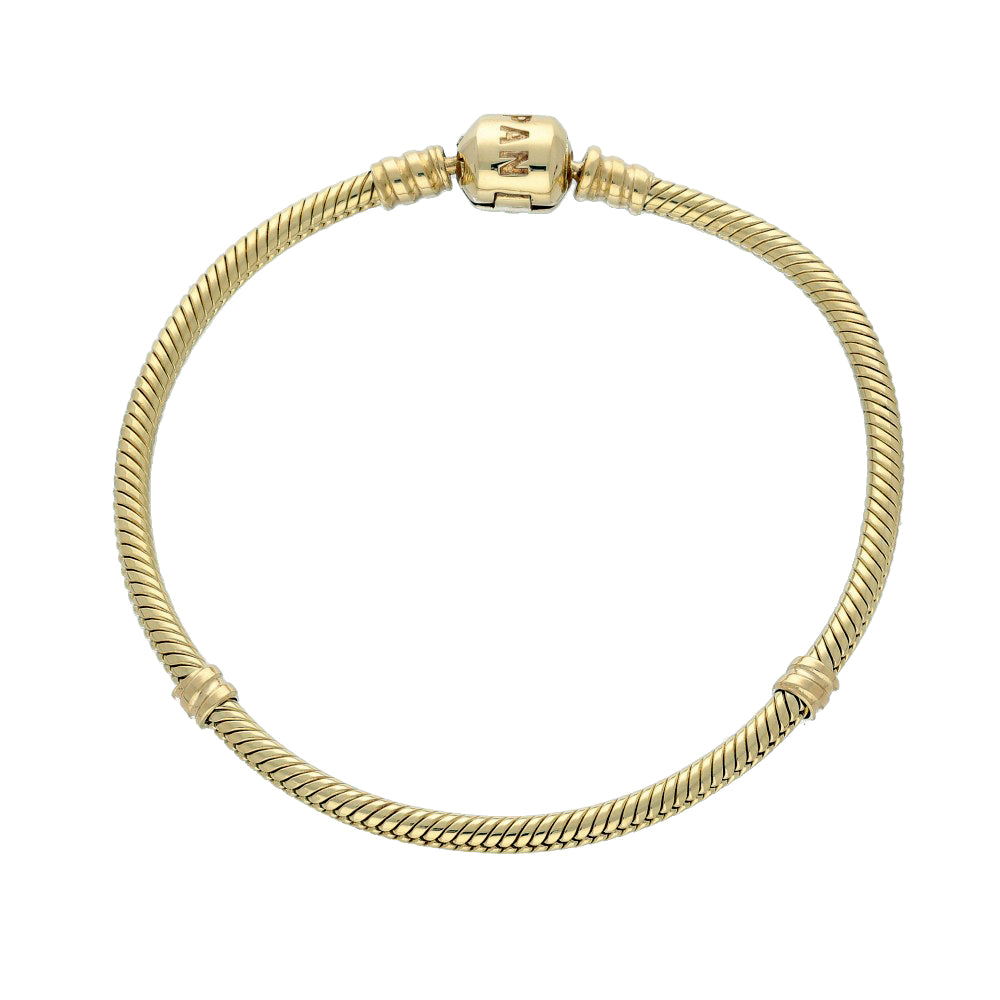 Pre-loved 14ct Yellow Gold Pandora Moments 14K Gold Snake Chain Bracelet 19cm