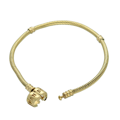 Pre-loved 14ct Yellow Gold Pandora Moments 14K Gold Snake Chain Bracelet 19cm