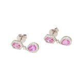 18ct White Gold 1.84ct Hexagonal and Pear-cut  Pink Sapphire and .46pts Diamond Drop Earrings