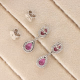 18ct White Gold 1.84ct Hexagonal and Pear-cut  Pink Sapphire and .46pts Diamond Drop Earrings
