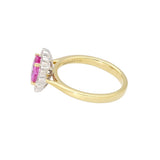 18ct Gold and Platinum1.73 Oval Pink Sapphire and Diamond Cluster Ring