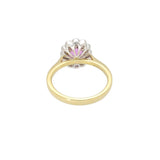 18ct Gold and Platinum1.73 Oval Pink Sapphire and Diamond Cluster Ring